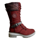 Womens Winter Lace Knitted Buckle Boots