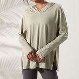 Hooded Loose Fitness Breathable Long Sleeved Top