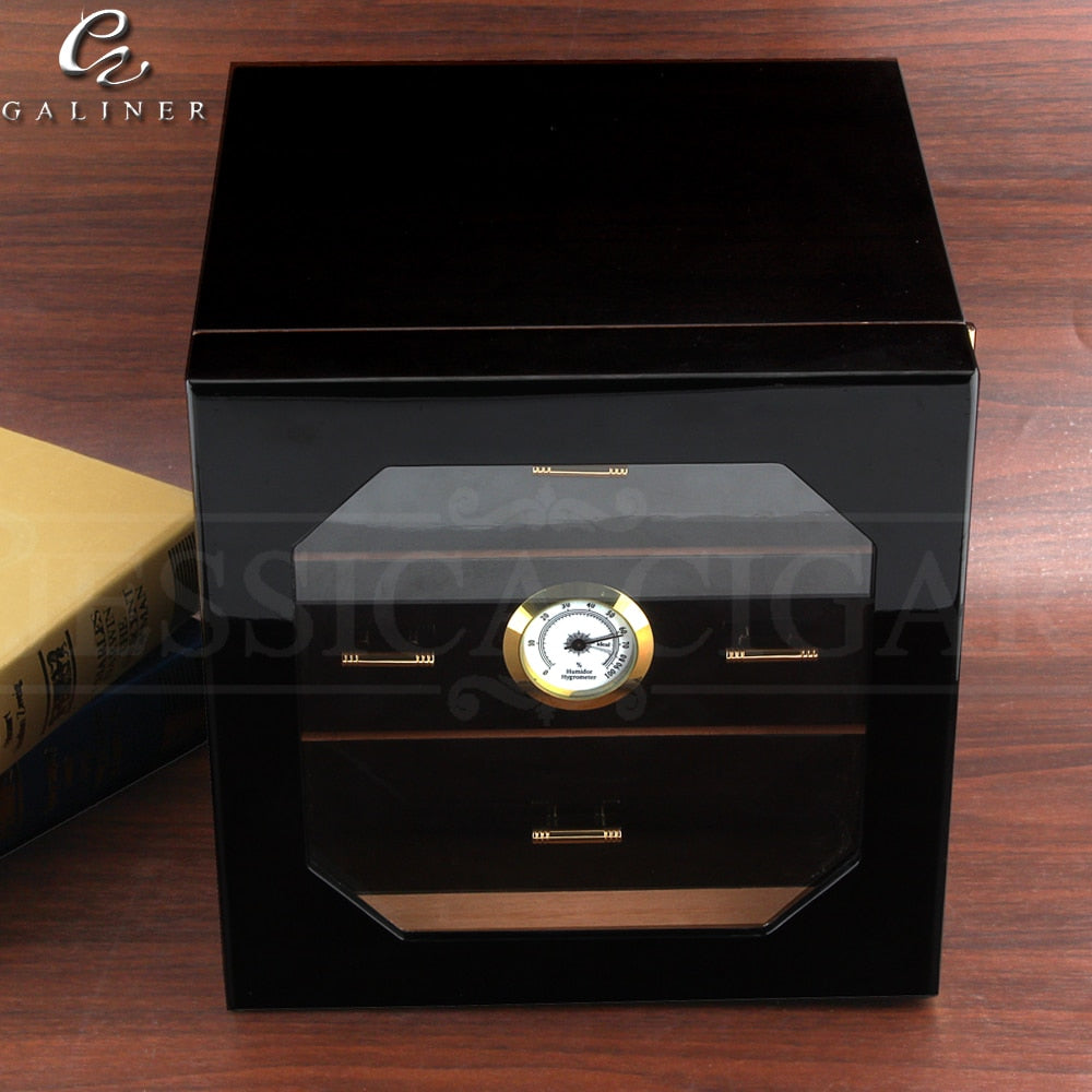 Black Glossy Cigar Humidor Box Or Cedar Wood Cigar Case – Queen Of Clubs  Apparel