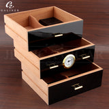 Black Glossy Cigar Humidor Box Or Cedar Wood Cigar Case