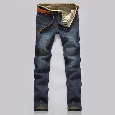 Men's Classic Casual Mid-Rise Straight Denim Jeans