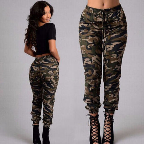 New Fashion  Womens Camouflage Army Print Stretchy Jeans