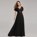 Elegant V-Neck Chiffon Formal Evening Gown