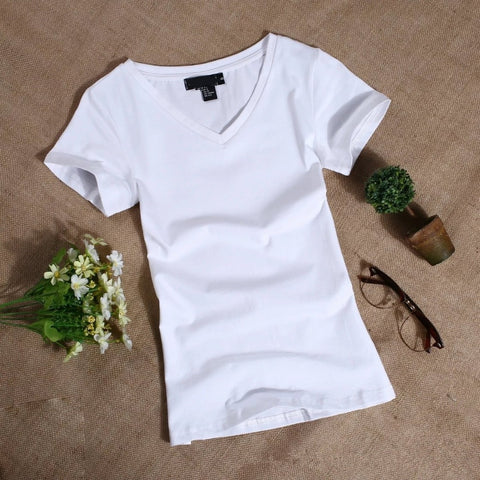 Women's Short Sleeved Solid Color T-Shirt