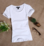 Women's Short Sleeved Solid Color T-Shirt