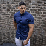 Men's Fitted Short Sleeve Collard Shirt