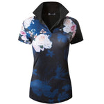 Women's Casual Short Sleeved Floral Print Polo Shirts