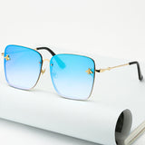 New 2022 Ladies Oversize Rimless Square Bee Sunglasses