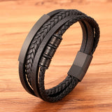 Mens Hand-Woven Multi-layer Leather Bracelet