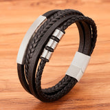 Mens Hand-Woven Multi-layer Leather Bracelet