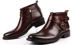 Men's Black / Brown Double Buckle Business Boots